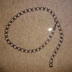 Calvin Klein Square Silver Disco Chain Belt Vintage Hippie Boho Western 1970's